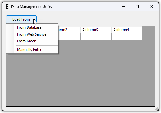 UI with DropDown button expanded with choices displayed below